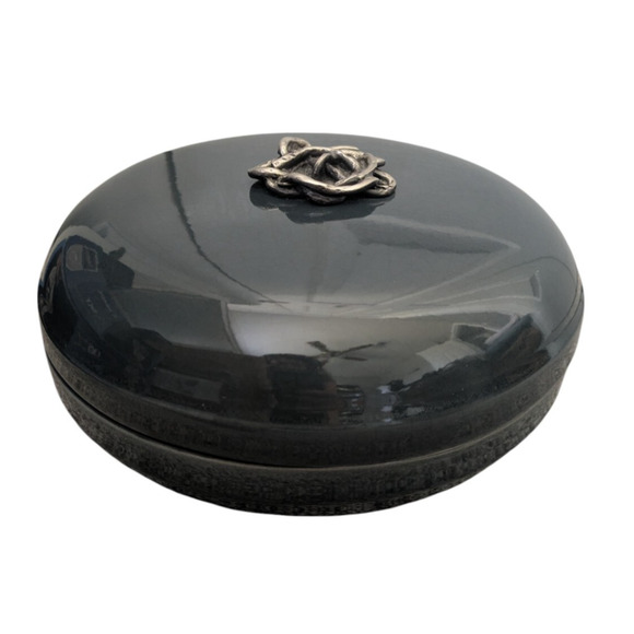 Marioni Italy Gray Lidded Ceramic Dish Knot Abstract Detail Brutalist MCM Modern - Picture 1 of 9